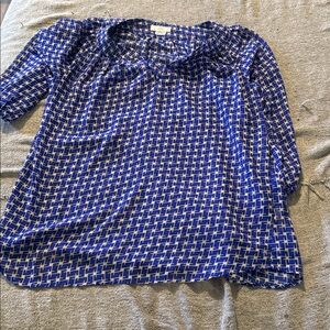 Ezra Navy and Cream Geometric Blouse